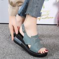 thumbnail image 4 of Vedolay Sandals for Women Casual Wedge Women's Casual Summer Square Open Toe Wedge Sandals,Green 9, 4 of 5