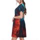 thumbnail image 2 of Easygdp Red And Blue Fire para Vestido Transpirable de Mujer, Vestido Suelto de Manga Corta con Pliegues y Bolsillos para el Verano, 2 of 6