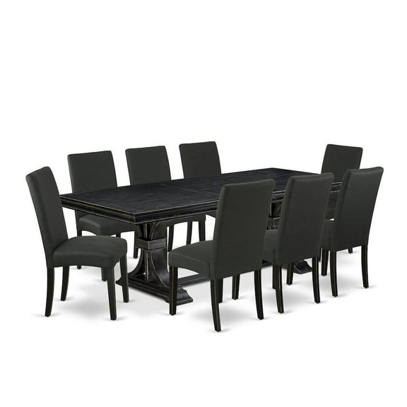 Luxe by East West Furniture 9 piece kitchen table set of a rectangular table and 8 dining chairs