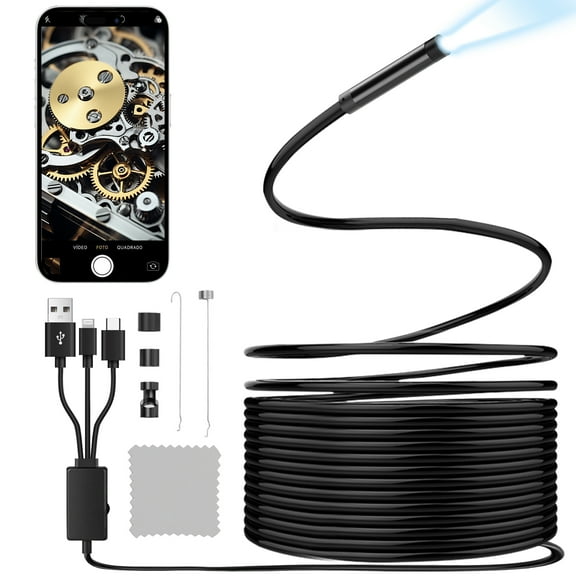 YANWEN Endoscope Camera w/ Light 1920P HD Borescope 16.4ft Semi-Rigid Snake Camera for iOS Android