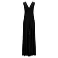 thumbnail image 5 of BiZtdJrK Big Sale Days, Women's Casual Summer Loose Jumpsuits Flowy Wide Leg Jumper Pants Baggy V Neck Tank Rompers with Pockets Black S, 5 of 8