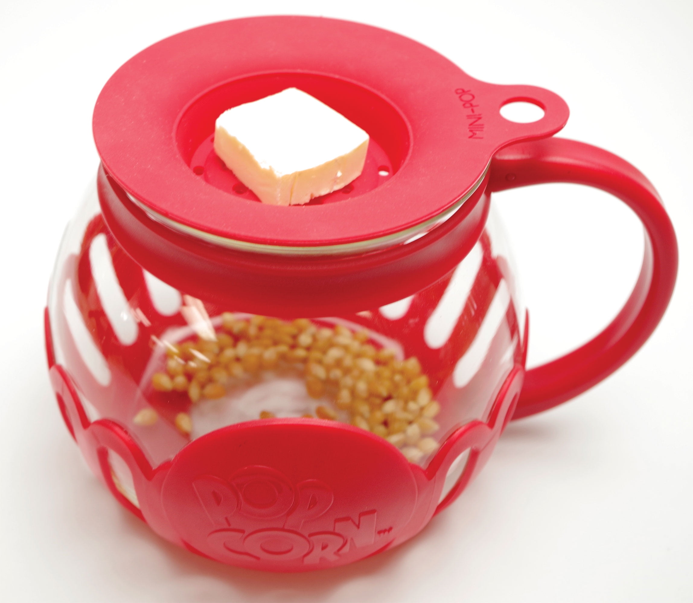 Tasty Brand Microwave Popcorn Popper. 1-1/2 QT Glass w/ Rubber Lid &  Handle