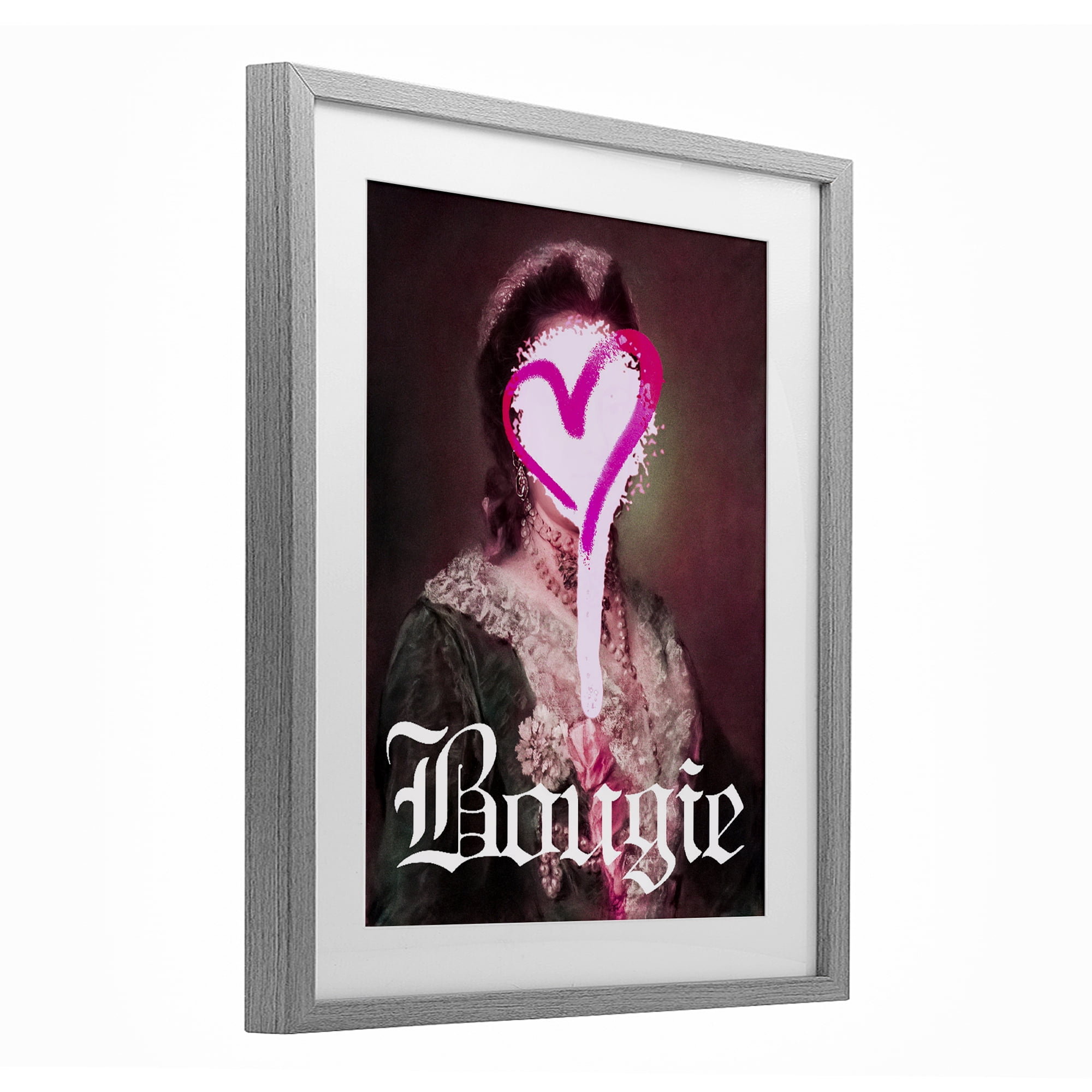 Bougie Classical Portrait Gray Framed Print Under Glass, design by Lil' Rue