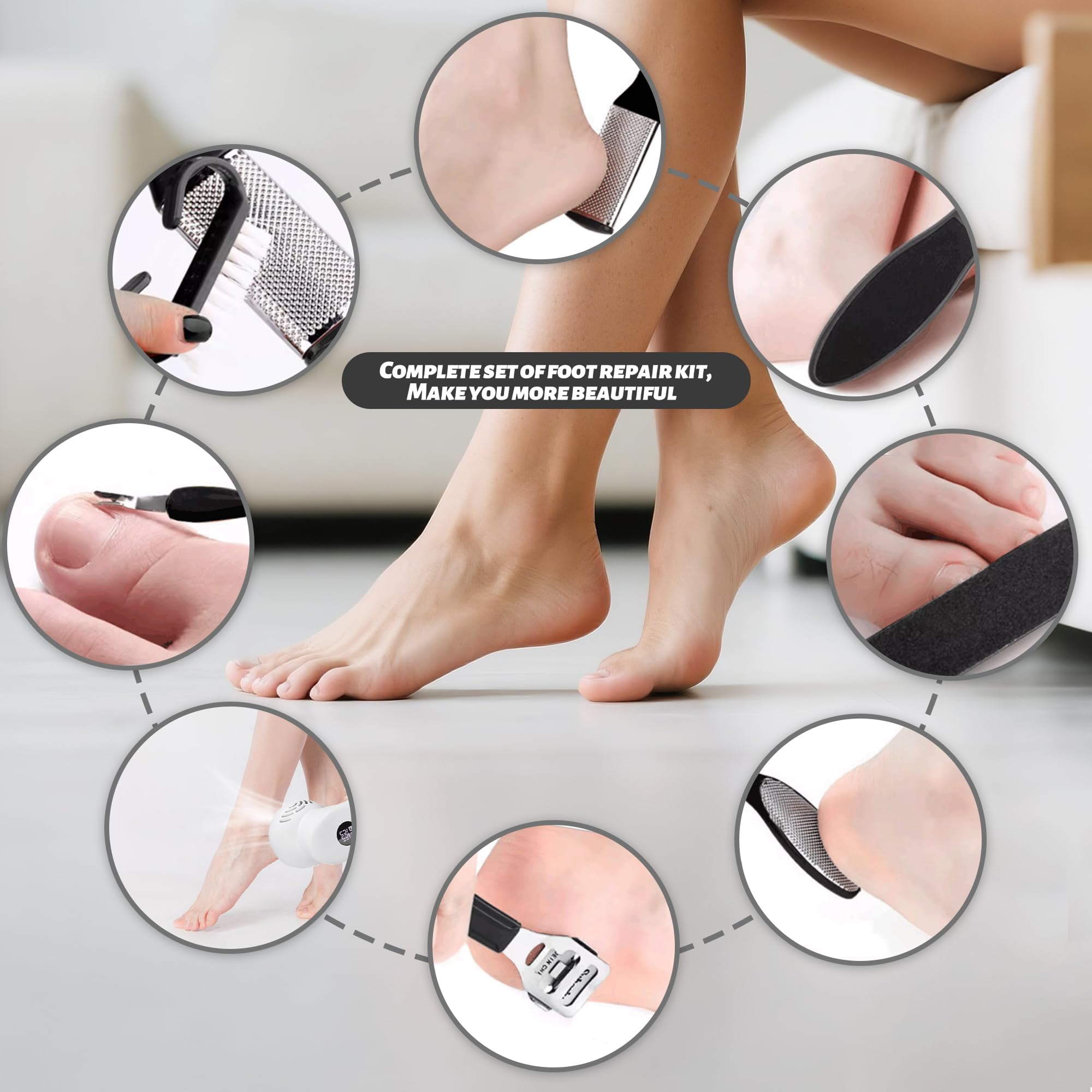 Electric Feet Foot Callus Remover Equipped with A Vacuum System Foot Scrubber Professional Foot Care Tool Waterproof for Removing Hard Cracks Dryness and Dead Skin (Black)