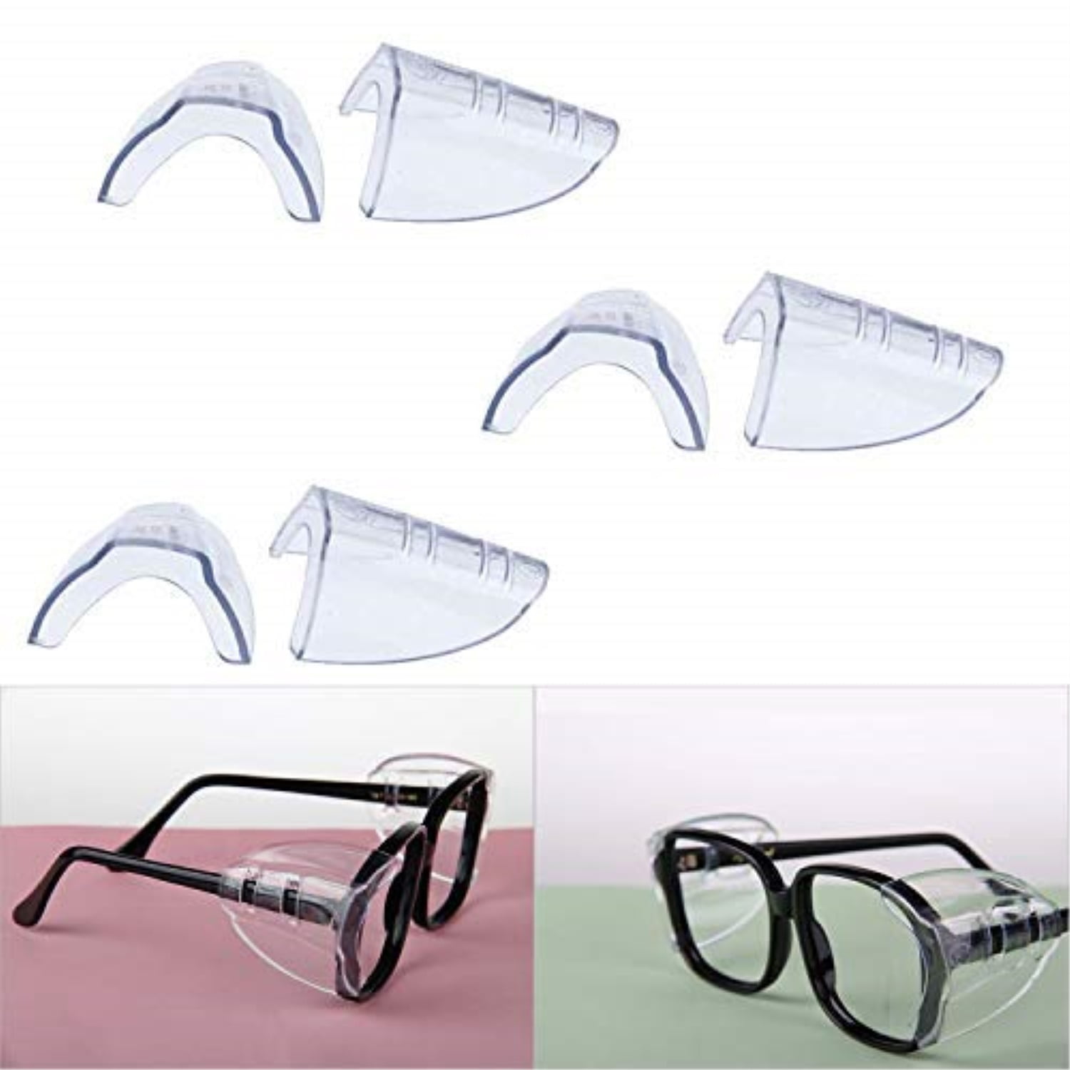 hub's gadget 3 pairs safety eye glasses side shields, slip on clear