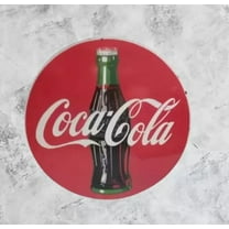 Coca Cola Red Porcelain Enamel Heavy Metal Sign 30 Inches Single Side