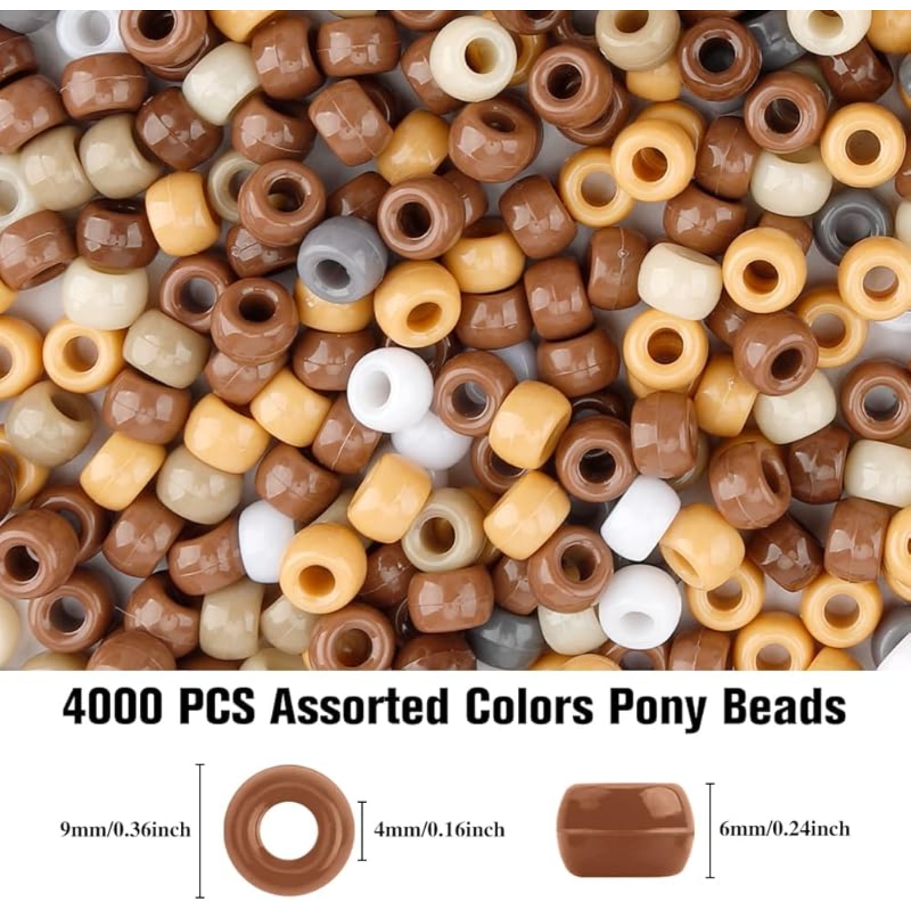 4000 Pcs Bulk Pony Beads for Jewelry Making, 6x9mm Colorful Plastic Craft Beads for DIY Bracelets, Keychains and Hair Accessories
