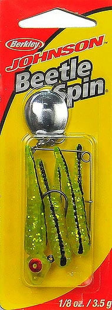 (3 pack) Johnson Original Beetle Spin Fishing Lure, Chartreuse, 1.5 in