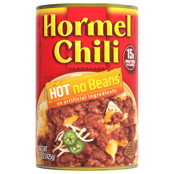 HORMEL Chili Chunky Beef No Beans, Shelf-Stable, 15 oz Steel Can