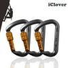 [3 Packs] Aluminum D-Ring Clip Hook Climbing Screw Locking Screwgate Rescue Carabiner Gray IClover