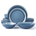 thumbnail image 1 of Arora Fait Juego De Vajilla Redonda De Gres De 16 Piezas Con Doble Tazón Para 4 Platos Llanos, Platos Laterales, Tazones De Cereales, Tazones De Pasta, Esmalte Reactivo Azul (449322), 1 of 5