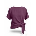 thumbnail image 5 of XUNKUSGA Womens Tops Casual Cotton Adjustable Side Tie Blouses for Women Classic Solid Color Crewneck Short Sleeve Womens Summer Tops Fashion Womens Blouses,2XL, 5 of 6