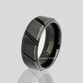 thumbnail image 3 of Jewelry Avalanche Mens Black Tungsten Wedding Band, Diagonal Groove Accent, Comfort Fit, Anniversary Ring for Him 8mm, 3 of 5