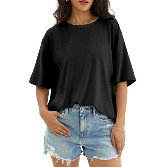 Womens Tops Short Sleeve Shirts Summer Comfy Crew Neck T-Shirt