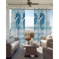 thumbnail image 2 of Enjoy Summer Blackout Curtains for Bedroom Living Room, Coastal Watercolor Blue Seahorses Teal White 63 In Long Thermal Insulated Room Darkening Drapes Grommet Window Treatments, 42 x 63 In, 2 of 9