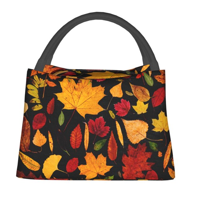 Balery Autumn Maple Leaves A Bolsa de Aislamiento Portátil – Bolsa de Almuerzo con Forro de Aluminio Mejorado, Funda Impermeable y Fácil de Limpiar para Picnic y Caja de Almuerzo