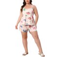 thumbnail image 2 of Agnes Orinda Women's Plus Size 2 Piece Nightwear Heart Pattern Cami and Boxer Shorts Cute Soft Lounge Pajamas Set 1X Beige, 2 of 6