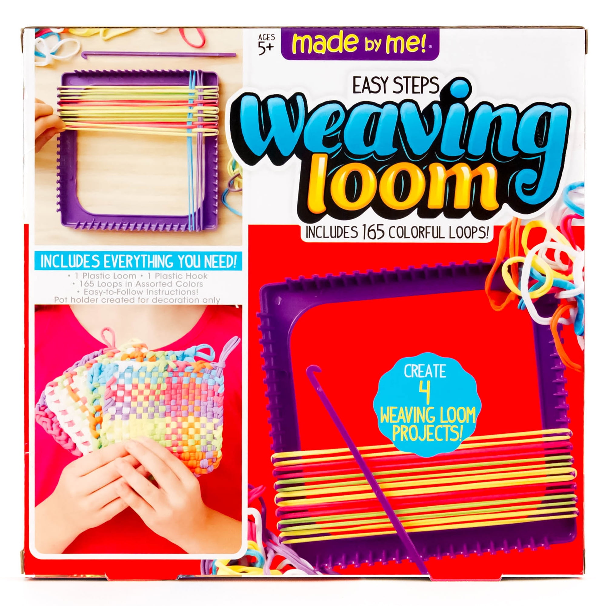 Made By Me Ultimate Weaving Loom, Includes 378 Craft Loops & 1 Weaving Loom  with Tool, Makes 25 Projects, 9 Rainbow Colors of Weaving Loops, Hook 