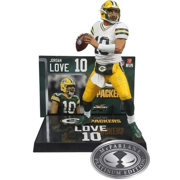 McFarlane NFL Sports Picks Football Jordan Love Action Figure (White Jersey, Platinum Edition, Chase Version)