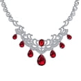 thumbnail image 4 of Bling Jewelry Womens Art Deco Bridal Jewelry Set Large Teardrop Red CZ V Collar Necklace & Earrings, 4 of 6