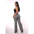 thumbnail image 4 of Cropped Straight Leg Pants With Button Waist Detail - Black, White Plaid, 4 of 9