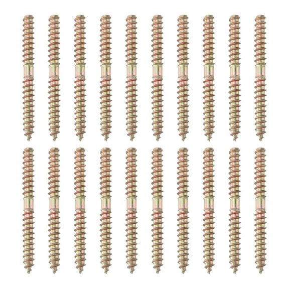 Uxcell 20 Pcs Double Ended Screws, M5 x 50 mm Carbon Steel Hanger Bolts, Self-Tapping Wood Dowel Screws for Wood Joint Furniture, Color Zinc