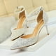 thumbnail image 3 of Zapatos de tacón alto sexys para mujer, de discoteca, con boca poco profunda, puntiagudos, de metal, de una sola línea, con lentejuelas, sandalias huecas, zapatos de tacón para mujer, 3 of 4