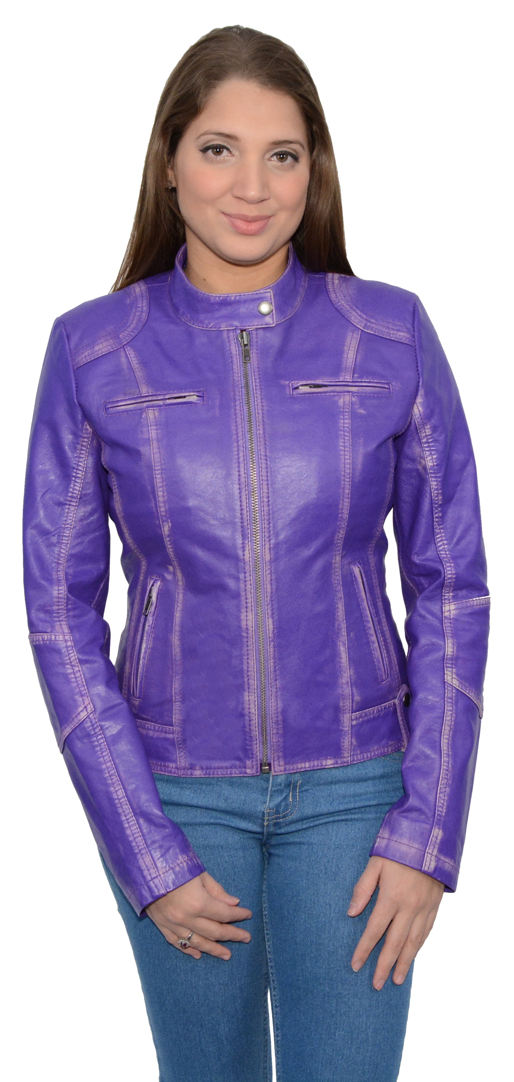 Shaf Women's Purple Sheepskin Leather Scuba Style