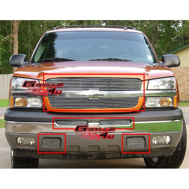 2007-2013 Silverado Grille APS Stainless Steel Billet Grille Insert For Chevy Silverado 1500 2007-2013 | Main Upper & Bumper Combo Bolt-over Grille Installation