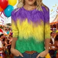 thumbnail image 2 of Ecqkame Mardi Gras Shirts For Women Carnival Graphic Print 3/4 Sleeve Round Neck Party Tops Casual Loose Blouses Yellow L, 2 of 7