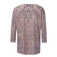 thumbnail image 5 of CYMMPU Floral Printed 3/4 Length Sleeve Summer Fall Basic Tees Dressy Tunic Tops Crewneck Business Work Blouses Casual Shirts 2025 Clothes for Women Purple M, 5 of 5