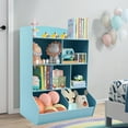 thumbnail image 5 of Toy Storage Organizer with Bookcase, 3 Tier  Bookshelf 42.3'' H Toy Storage Cabinet for Boys Girls Storage Display for Playroom Bedroom Nursery, 170lbs Load-Bearing Capacity (Light Blue), 5 of 18