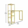 thumbnail image 6 of Emma + Oliver Modern Bar and Wine Table with 2 Slanted Bottle Shelves and Hanging Stemware Holders, Gold Steel Tube Frame with Faux Marble Melamine Table Top, 6 of 14