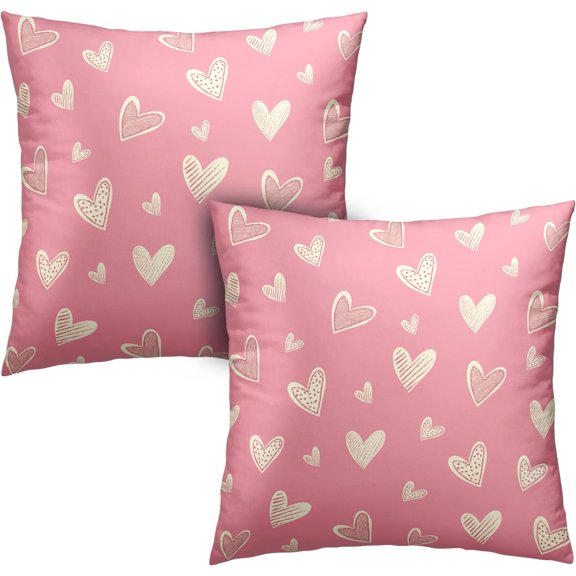 Pink Valentines Day Pillow Covers 18x18 Set of 2 Lovely Heart Pink Decorative Pillow Covers Valentine Day Throw Pillows Decorative Cushion Cases Home Decor for Couch Bed