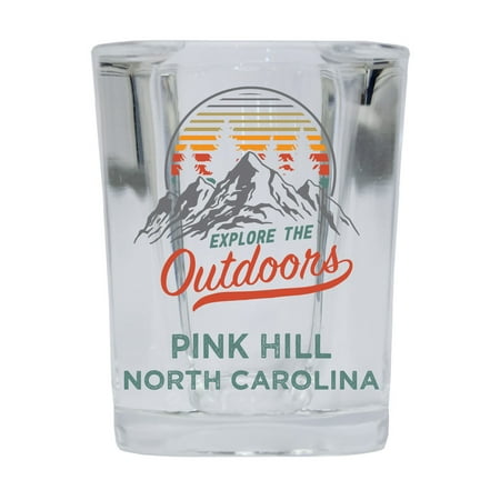 

Pink Hill North Carolina Explore the Outdoors Souvenir 2 Ounce Square Base Liquor Shot Glass 4-Pack