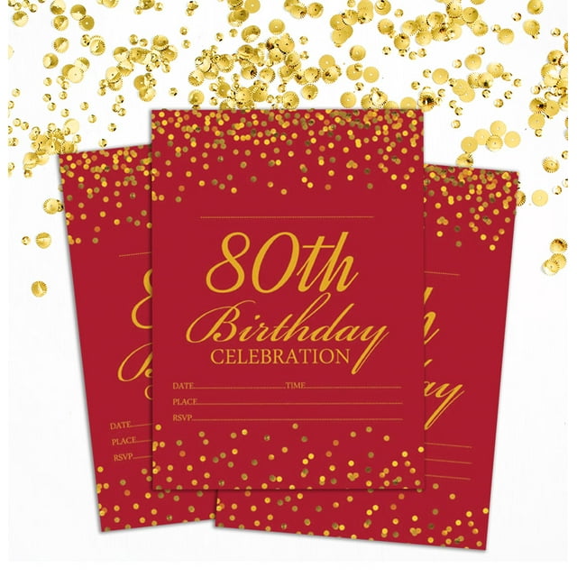 Darling Souvenir Red Birthday Invitation Card 28 Pcs Fill or Write In Blank Invites Printable Party Supplies 5 x 7 Inches