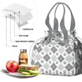 thumbnail image 4 of Pawprints Argyle Drawstring Lunch Bag Women - Drawstring Lunch Bag Insulated for Work Office - Stain-Resistant Large Lunchbags for Women with Multi-Pockets, 4 of 6
