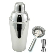 3 Piece Bar Set Stainless Steel Martini Cocktail Shaker, Jigger, and Strainer Gift Set by Winco