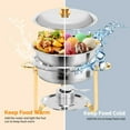 thumbnail image 5 of Ktaxon 2 Pack Chafing Dish for Buffet with Lid Holder, 5 Quart Stainless Steel Buffet Set, Round Chafers and Warmers Sets for Party, Catering, Wedding, Banquet, Graduation, 5 of 7