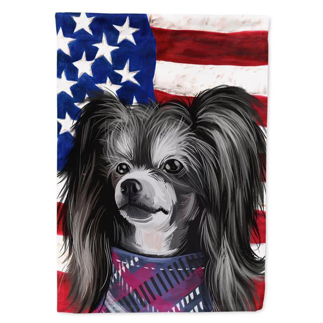 Carolines Treasures CK6487CHF Chinese Crested Dog American Canvas House  Flag - 28 x 0.01 x 40 in.