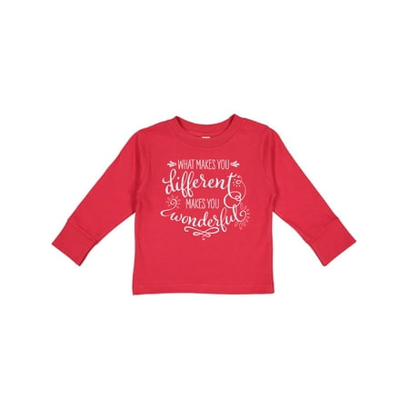 

Inktastic What Makes You Different Makes You Wonderful in White Gift Toddler Boy or Toddler Girl Long Sleeve T-Shirt