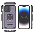 thumbnail image 3 of Compatible with iPhone 16 Plus Stand Case with Slide Camera Cover Military Grade Heavy Duty Rugged Anti-fall Shockproof Protection Built-in Ring Kickstand Hard Back Case Cover,Purple, 3 of 7