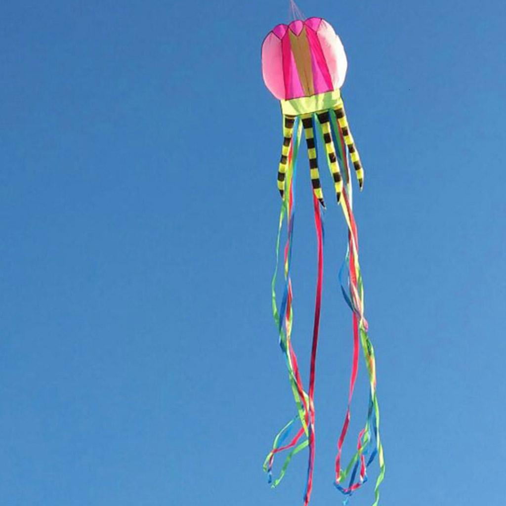 236’’ Soft Kite 3-D Jelly Fish Kite Outdoor Wind Kite Flying Toy Best for Family Gathering Garden Playset