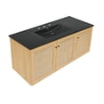 thumbnail image 3 of Classe 48" Wall-Mounted Bathroom Vanity in Natural Oak with Black 3-Hole Widespread Sink Top, 3 of 5