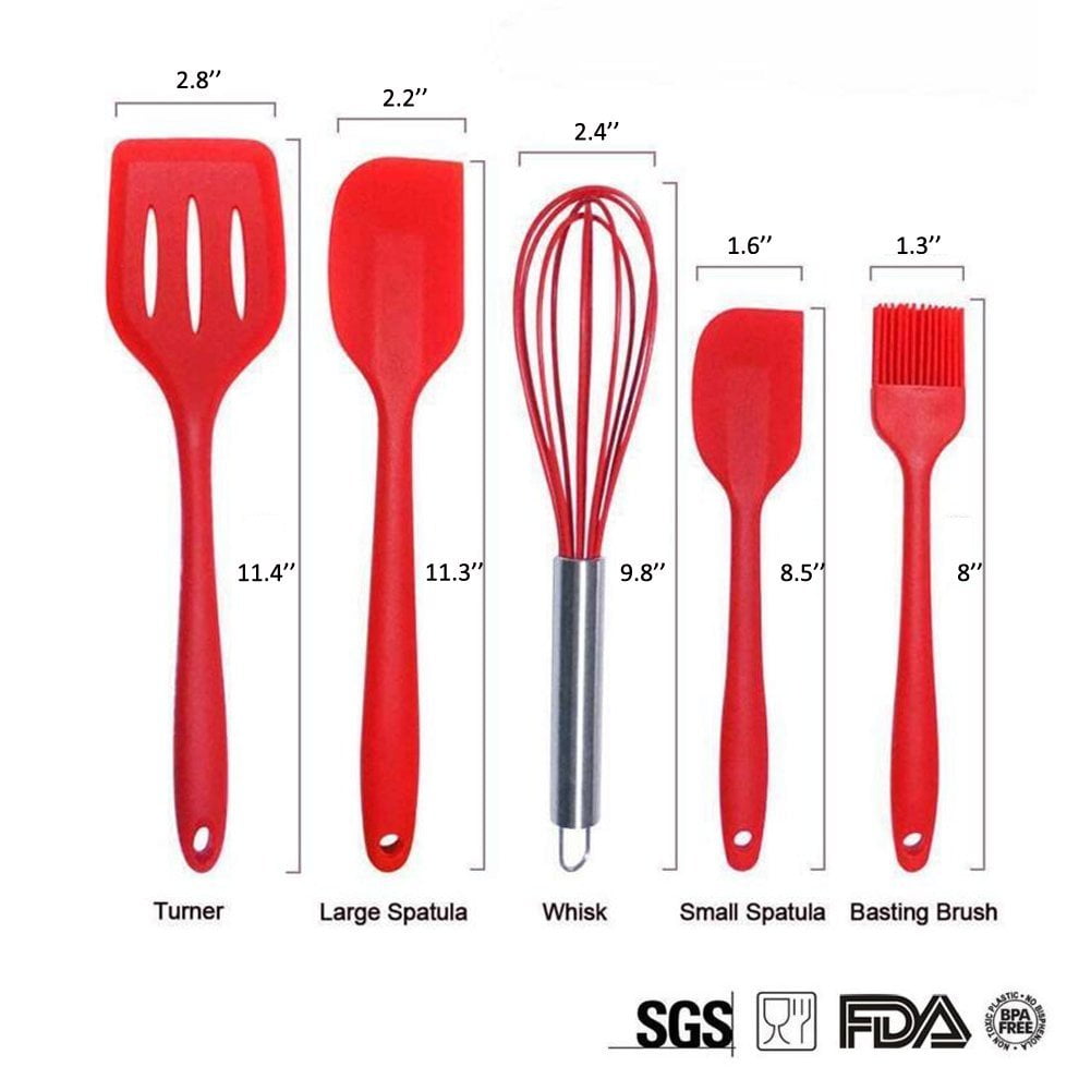16-Piece Red Silicone Kitchen Cooking Utensils Set with Holder Kitchen  Tools Include Slotted Spatula Spoon Turner Ladle Tong - AliExpress
