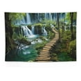 thumbnail image 5 of ONETECH Green Nature Landscape Tapestry Rainforest Tapestry Waterfall Tapestries River Wooden Bridge Wall Hanging Tapestry For Living Room Bedroom Dorm Home Decor, 5 of 7