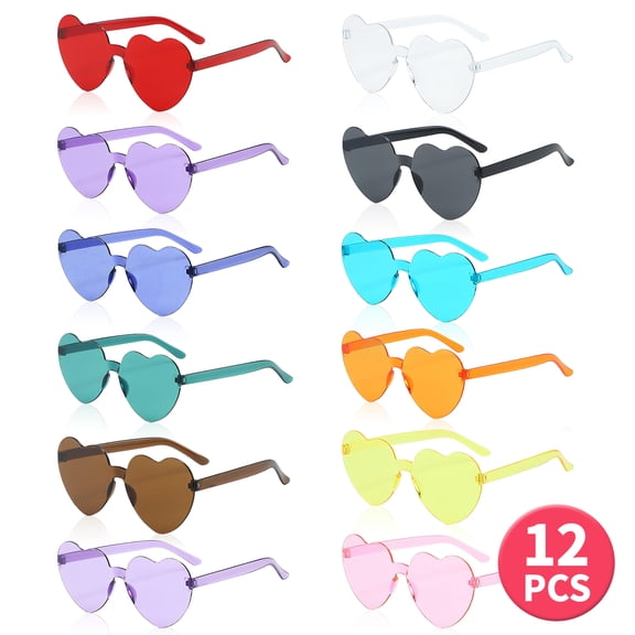 Heart Glasses for Women Valentine Party Glasses Fun Trendy Heart Shaped Glasses for Birthday Wedding Bachelorette Party Favor Mixed Color 12PCS