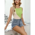 thumbnail image 3 of Charmo Ribbed Tank Top for Womens Racerback Crop Top with Ruched Color Block Asymmetrical Neck, 3 of 6