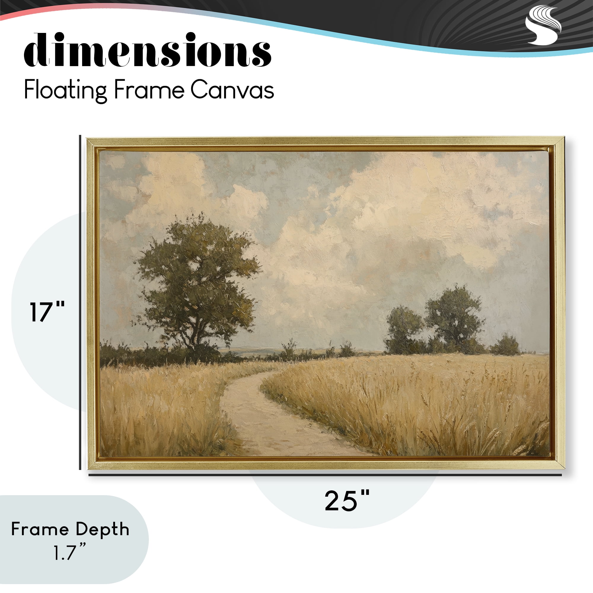 Stupell Industries Soft Field of Wheat Gold Framed Floater Canvas Wall Art, design by Petal Prints Design
