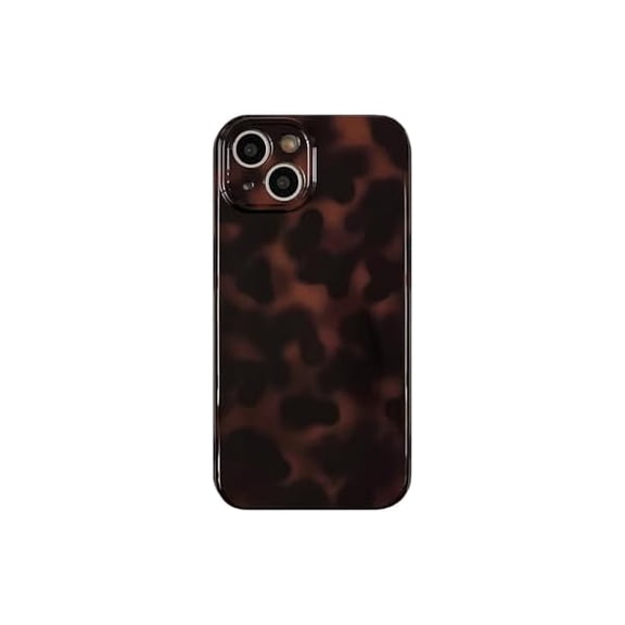 xixishop Aesthetic Tortoise Shell Phone Case for iPhone 15 6.1in,Retro Cool Girl Leopard Print Brown Amber Trendy Full Camera Protective Cover for iPhone 15 6.1"
